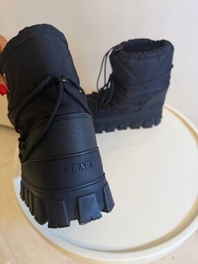 Prada Black Padded Nylon Lug-Sole Boots